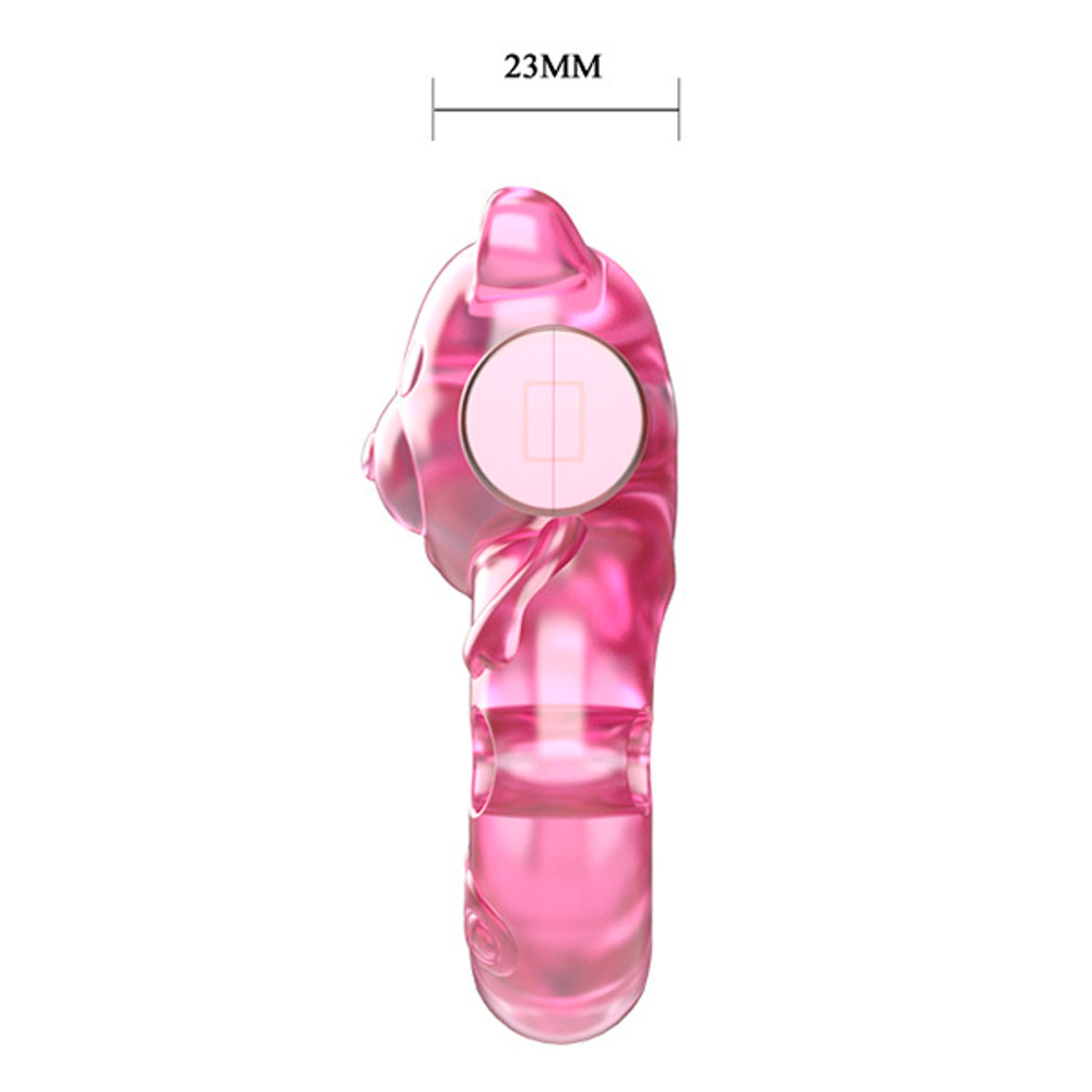 Розовое эрекционное виброкольцо 3,5х5,3см Baile Pink Bear Cock Rings BI-010083A