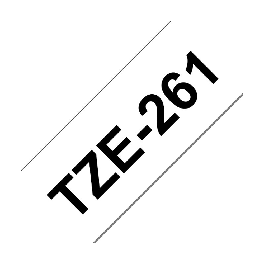 Brother TZE-261 кассета с лентой для печати наклеек, чёрный шрифт на белой основе, 36мм*8м
