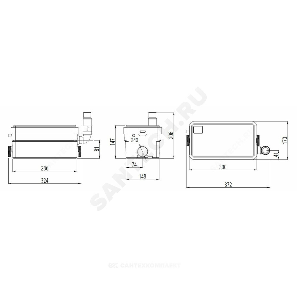 Установка канализационная SANIVORT 255 М(9м) Unipump 60403