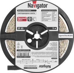 Лента светодиодная Navigator 12V 4,8Вт IP65 бухта 5м красная 28843