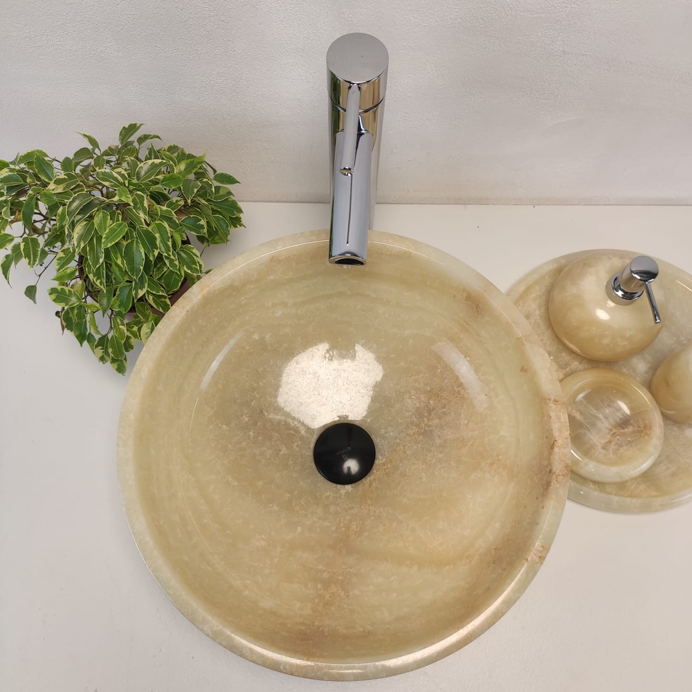 Раковина из оникса Bowl Yellow BO-61091 40x40x15 из натурального камня
