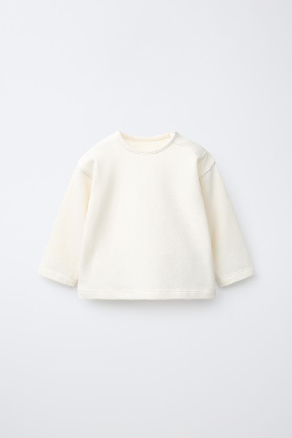 ZARA ОДНОТОННЫЙ ЛОНГСЛИВ SOFT TOUCH, ЭКРЮ