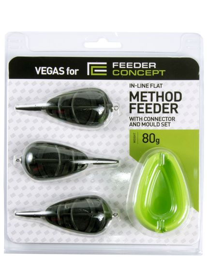 Набор фидерных кормушек FC Vegas Flat METHOD 80г 3шт. и уплотнитель