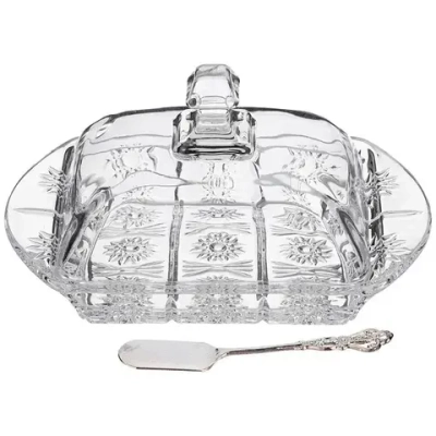 Масленка muza crystal 17,5*10,5 см. высота=9 см. + нож