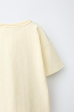 ZARA ФУТБОЛКА С АНИМАЛИСТИЧНЫМ ПРИНТОМ, СВЕТЛО-ЖЕЛТЫЙ