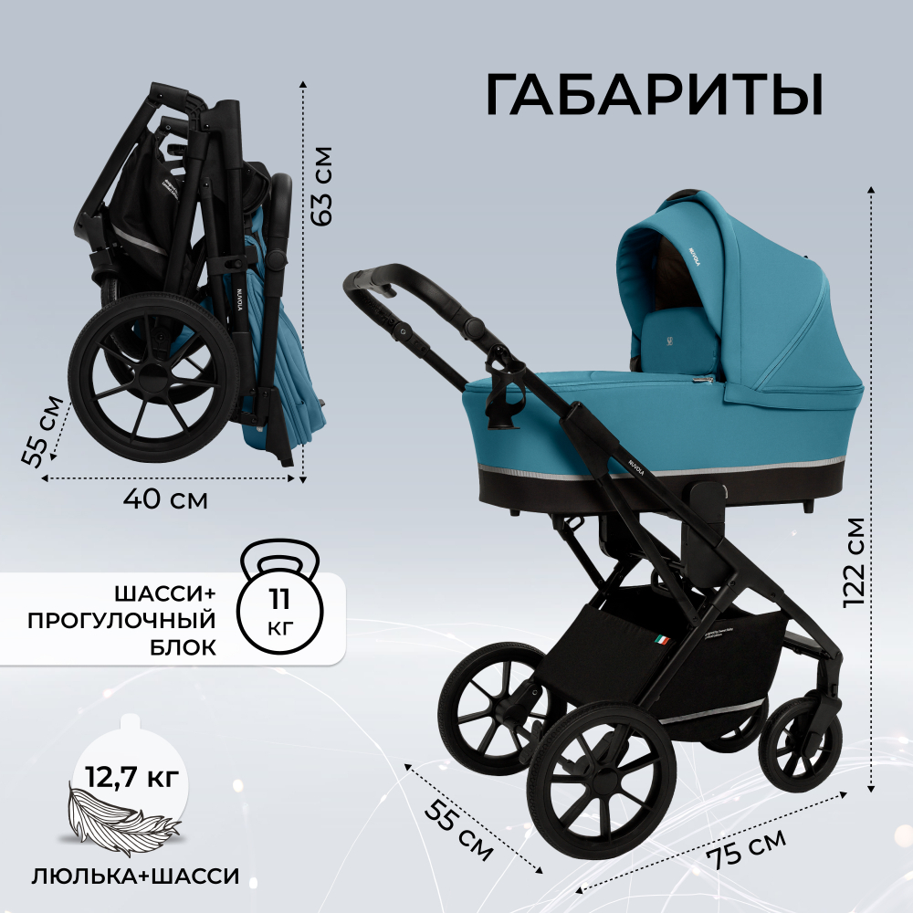 Коляска 2в1 Sweet Baby Nuvola Ocean Green (Air)