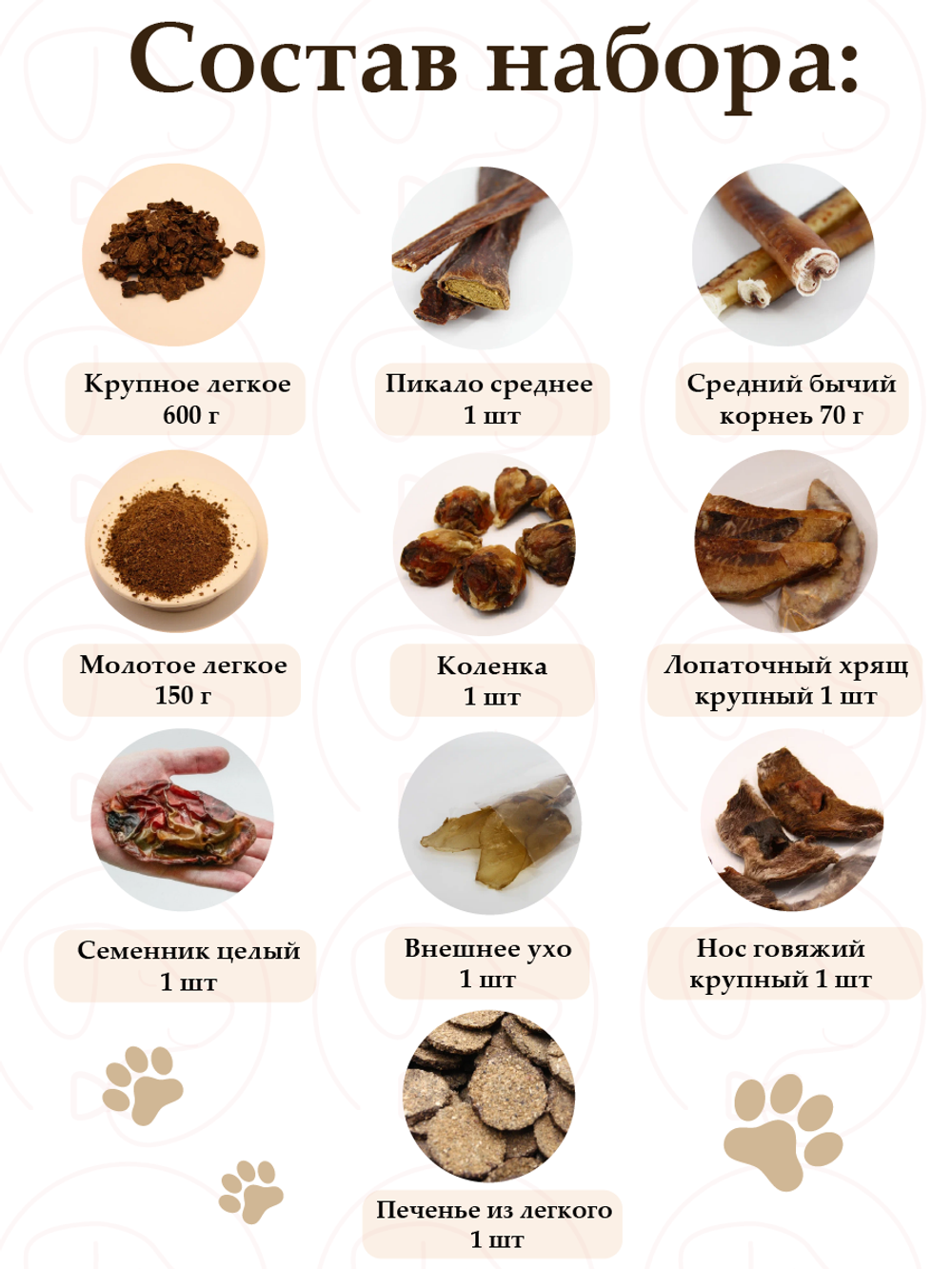 Средний набор лакомств для собак средних и крупных пород, 1540г