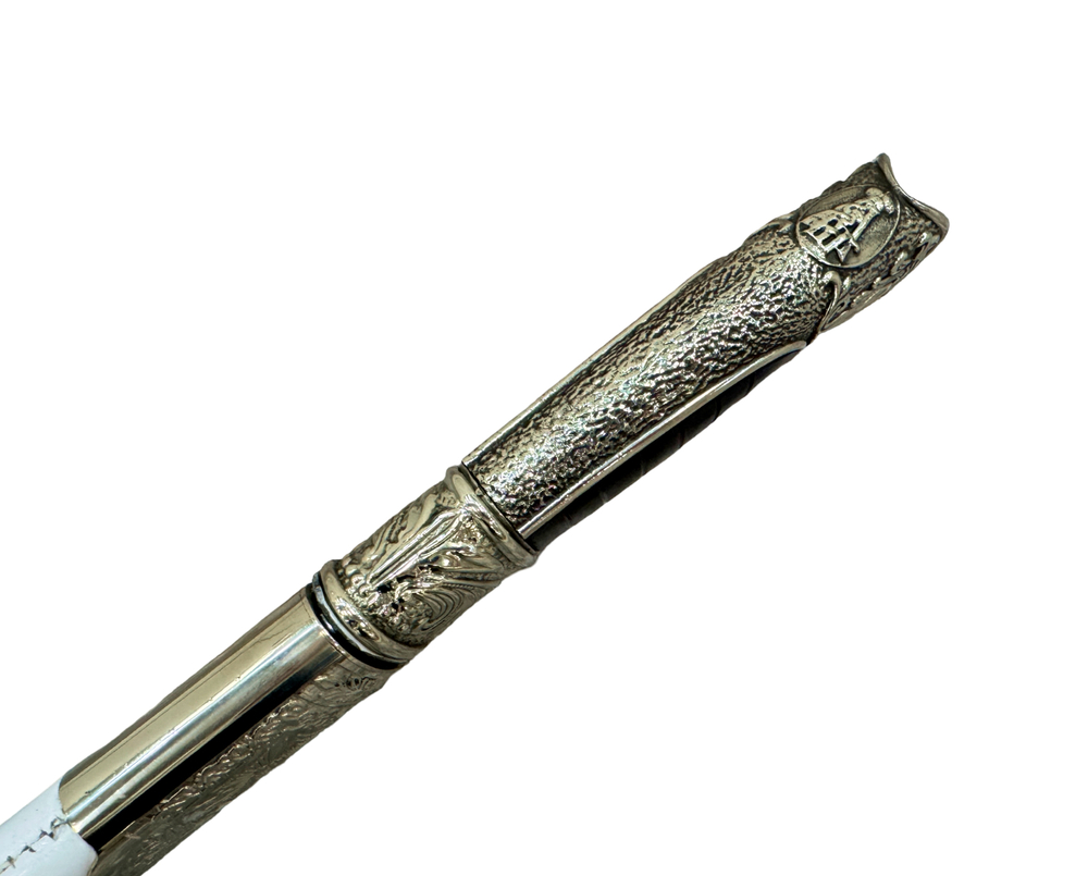 Шашка Баклановская обр.1838г. Юбилейная, кованая 65Г, белая кожа, мельхиор