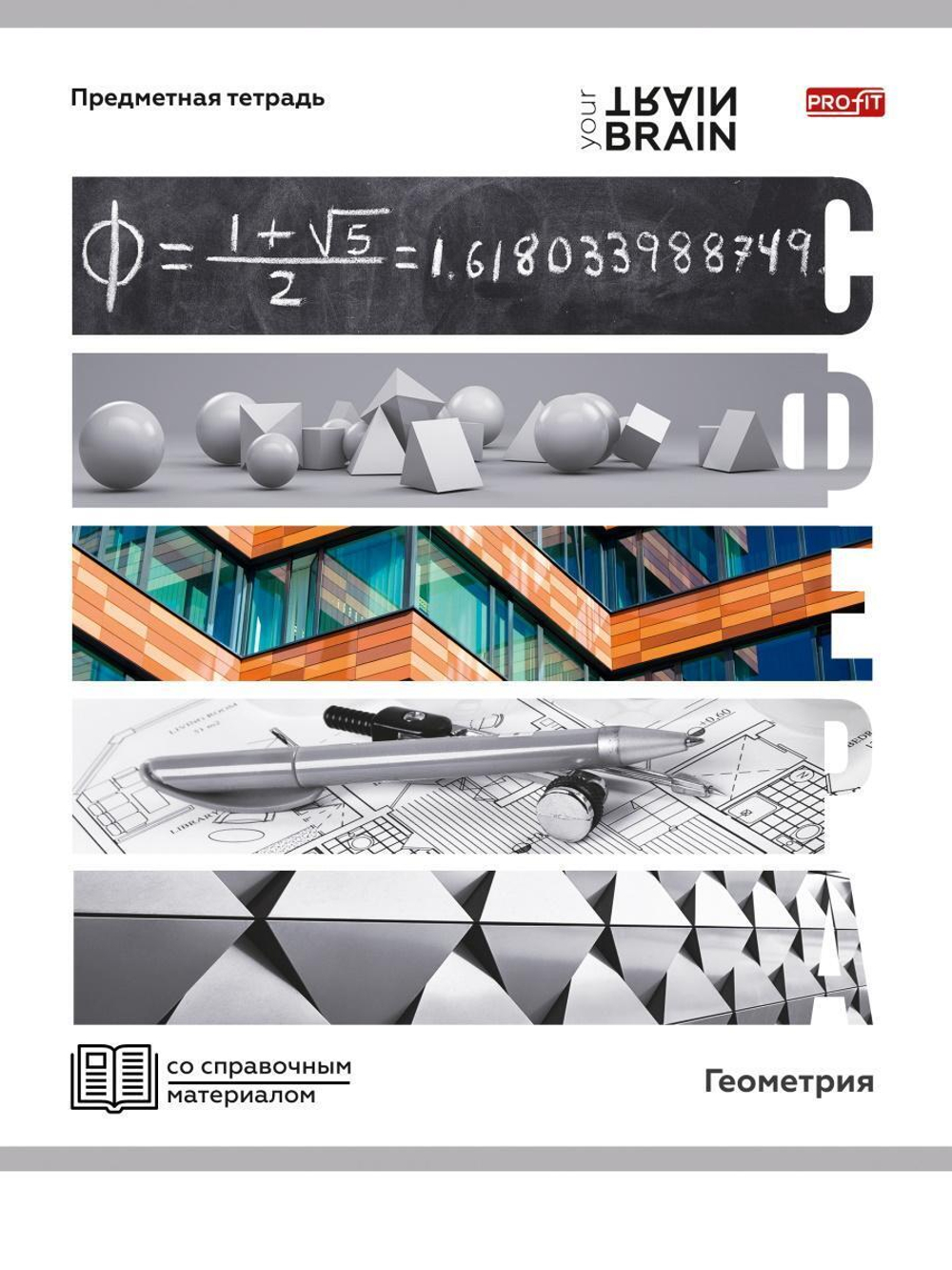 Тетрадь предметная 48л. клетка Геометрия "Контрасты" (Проф-Пресс)