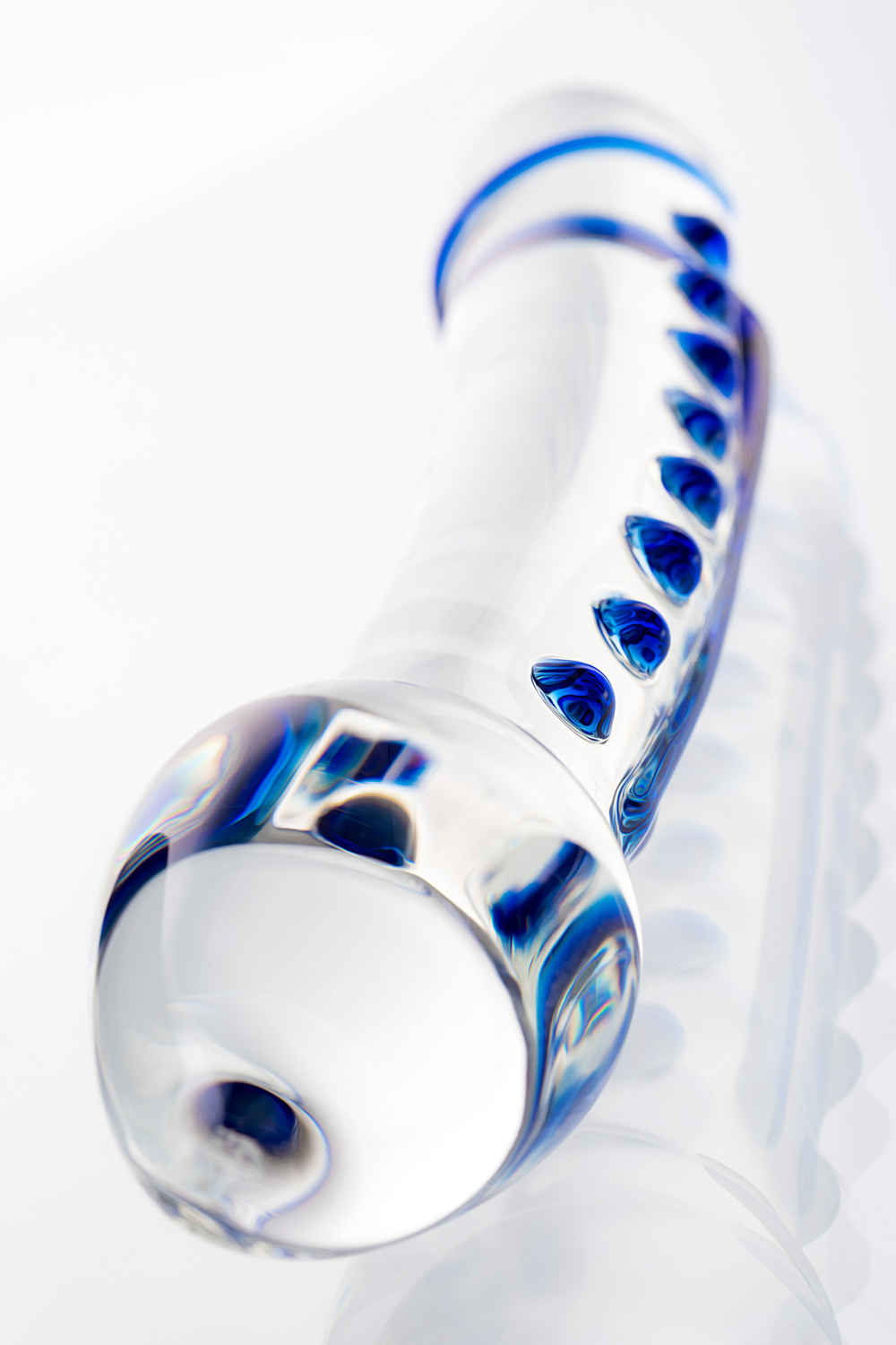 Фаллоимитатор Sexus Glass стеклянный ребристый 20 см