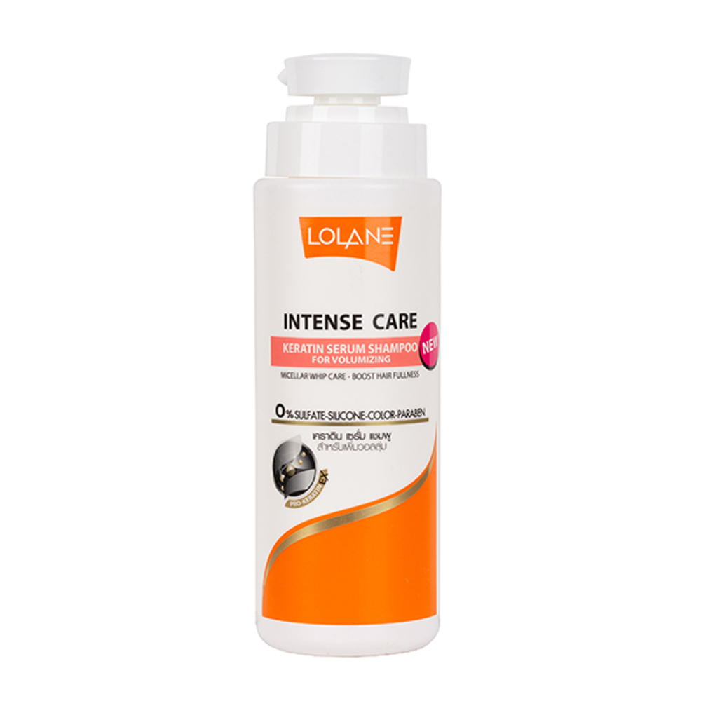Натуральный шампунь для увеличения объема волос Lolane Intense Care Keratin Serum Shampoo For Volumizing 400 мл