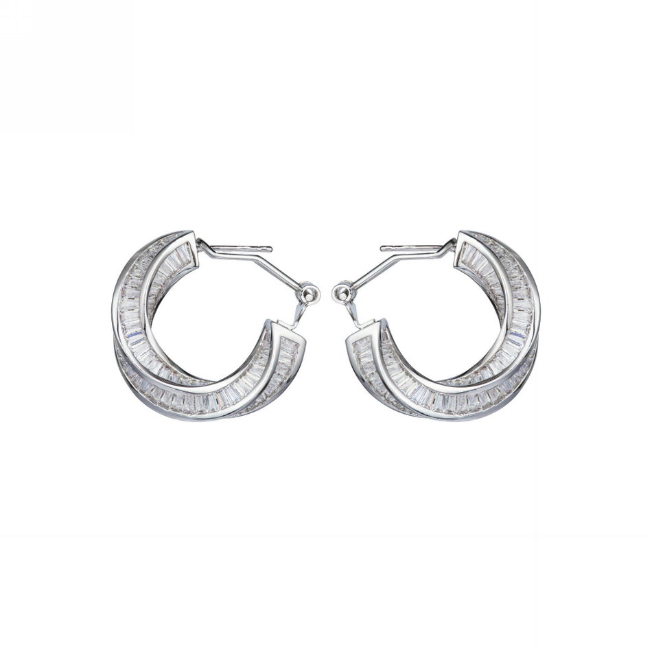 Серьги-кольца с багетами CRUSH — Caviar Jewellery, серебро, фото 2