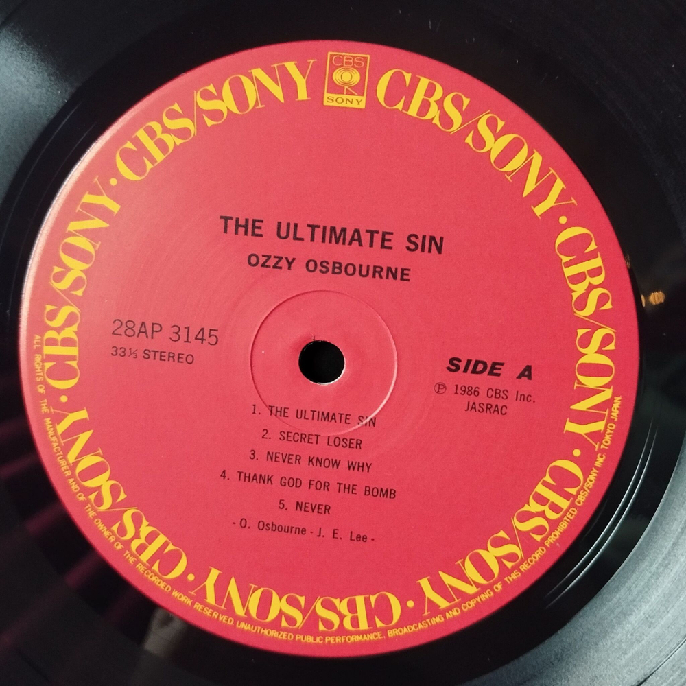 Винтажная виниловая пластинка LP Ozzy Osbourne The Ultimate Sin (Japan 1986) (No Obi)