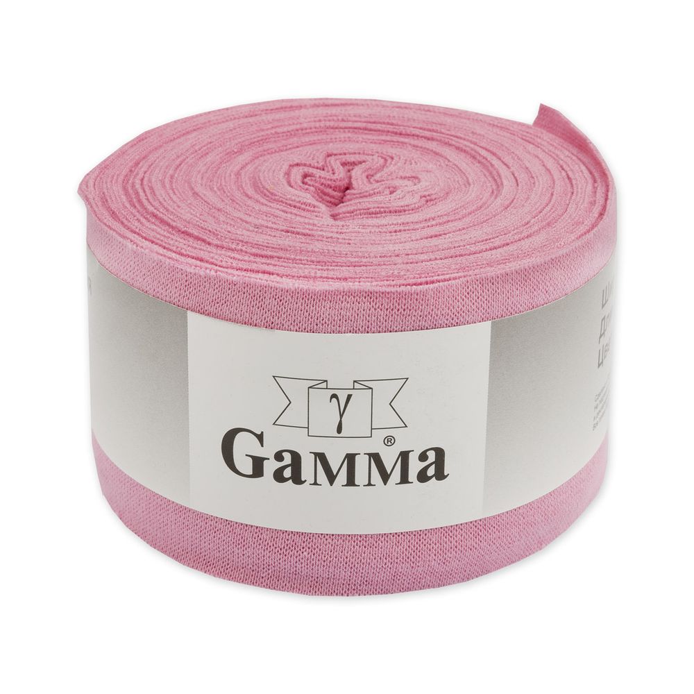 Косая бейка трикотажная 60 мм / 10 метров, (рибана), 004 розовый, Gamma