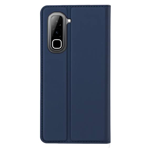 Чехол книжка из кожи синего цвета для смартфона Infinix Hot 70, серия Skin Pro Series от Dux Ducis