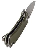Нож складной GhostBlade Polter, сталь D2, 58-62 HRC, Spear-point, рукоять G10 оливковая, замок Liner lock, флиппер 107 г