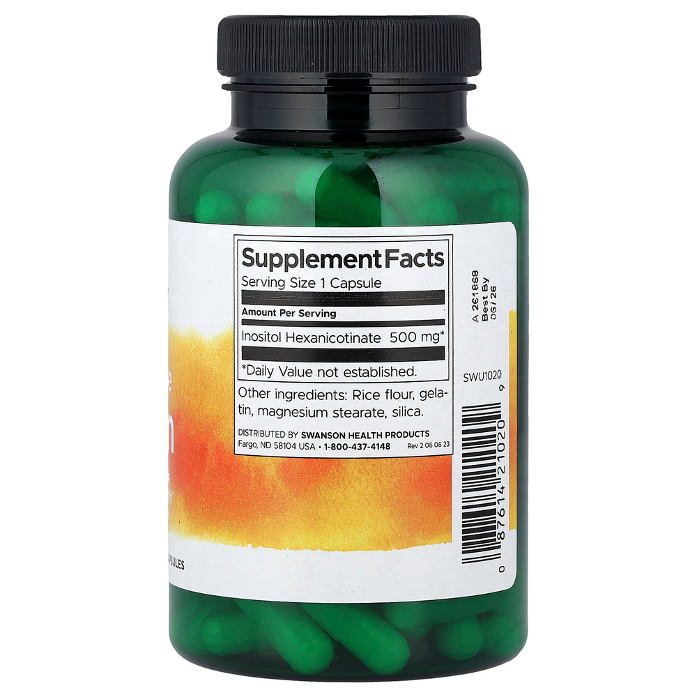 Swanson Vitamins, ниацин, не вызывающий приливов, 500 мг, 120 капсул