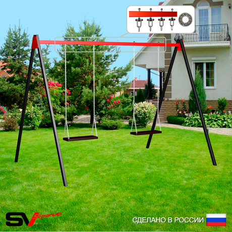 Уличные качели Sv Sport УК171П2 (3.0м/Деревянные 2шт/Подвесы на подш 2к)