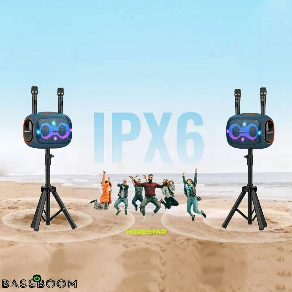 Bluetooth Колонка Hopestar Party Box 120W Ocean Blue с функцией TWS, беспроводной динамик, колонка для пикника