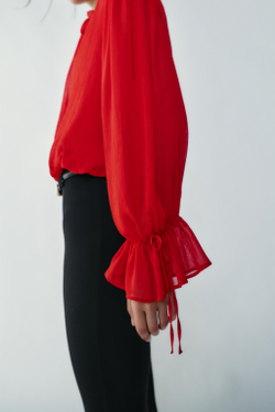 ZARA ТОП СО СБОРКАМИ И БАНТОМ НА СПИНЕ, КРАСНЫЙ
