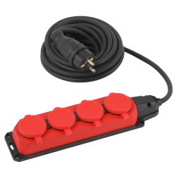 Удлинитель силовой ЭРА UK-4e-3x1,5-5m-IP44(KG) с заземлением 4 розетки каучук 5м КГ 3х1,5мм2 IP44 | Электротовары