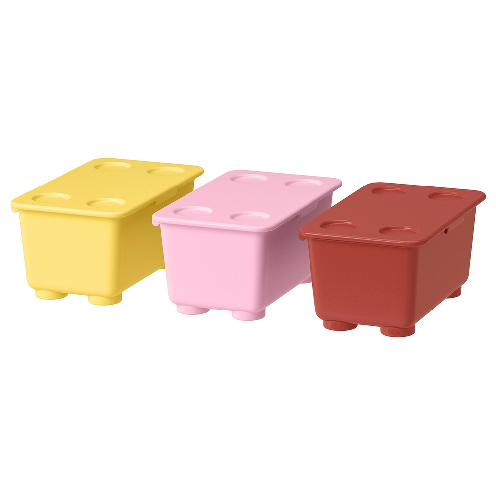 IKEA GLIS  (ИКЕА ГЛИС)  -  Коробка с крышкой - красная розовая/жёлтая 17x10 см