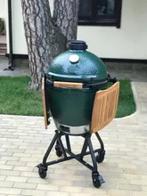 Керамический гриль Big Green Egg L Large (большой), 46 см, ножки с рукояткой, столики