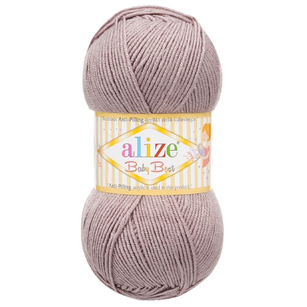 Пряжа Alize (Ализе) Baby Best / уп.5 мот. по 100 г, 240м, 142 серая роза
