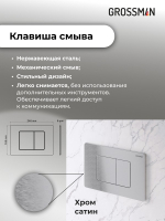 Комплект 2 в 1: Grossman инсталляция Classic 900.K31.01.000+клавиша смыва 700.K31.04.12M.12M хром сатин,2 места