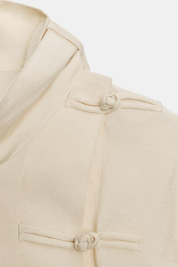 ZARA РУБАШКА С ЗАСТЕЖКОЙ-АЛАМАРОМ ZW COLLECTION, ЭКРЮ