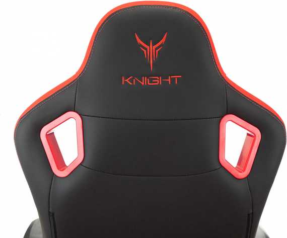 Кресло игровое Knight Titan черный/красный ромбик экокожа с подголов. крестов. металл