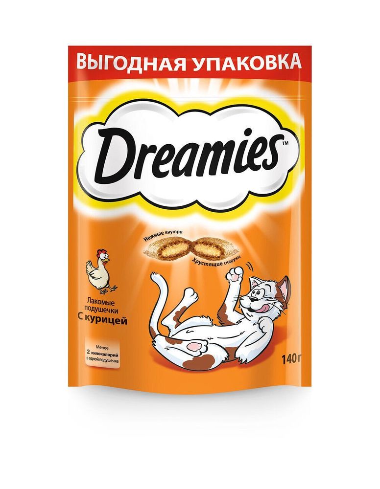 Лакомство Dreamies для кошек лакомые подушечки с курицей 140 г Лакомство Dreamies для кошек лакомые подушечки с курицей 140 г