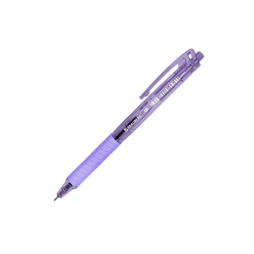 Ручка авт. BRAUBERG "CLASSIC PASTEL", с грипом, СИНЯЯ, корпус ассорти, 0,5 мм, линия письма 0,35 мм,