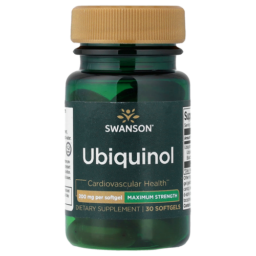 Swanson Vitamins, убихинол, 200 мг, 30 капсул