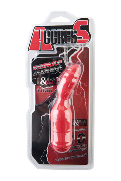 Анальный красный вибратор "Aggress" Black & Red, (10 режимов) (Цвет: красный)