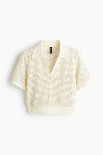 Трикотажное поло с ажурным узором - H&M