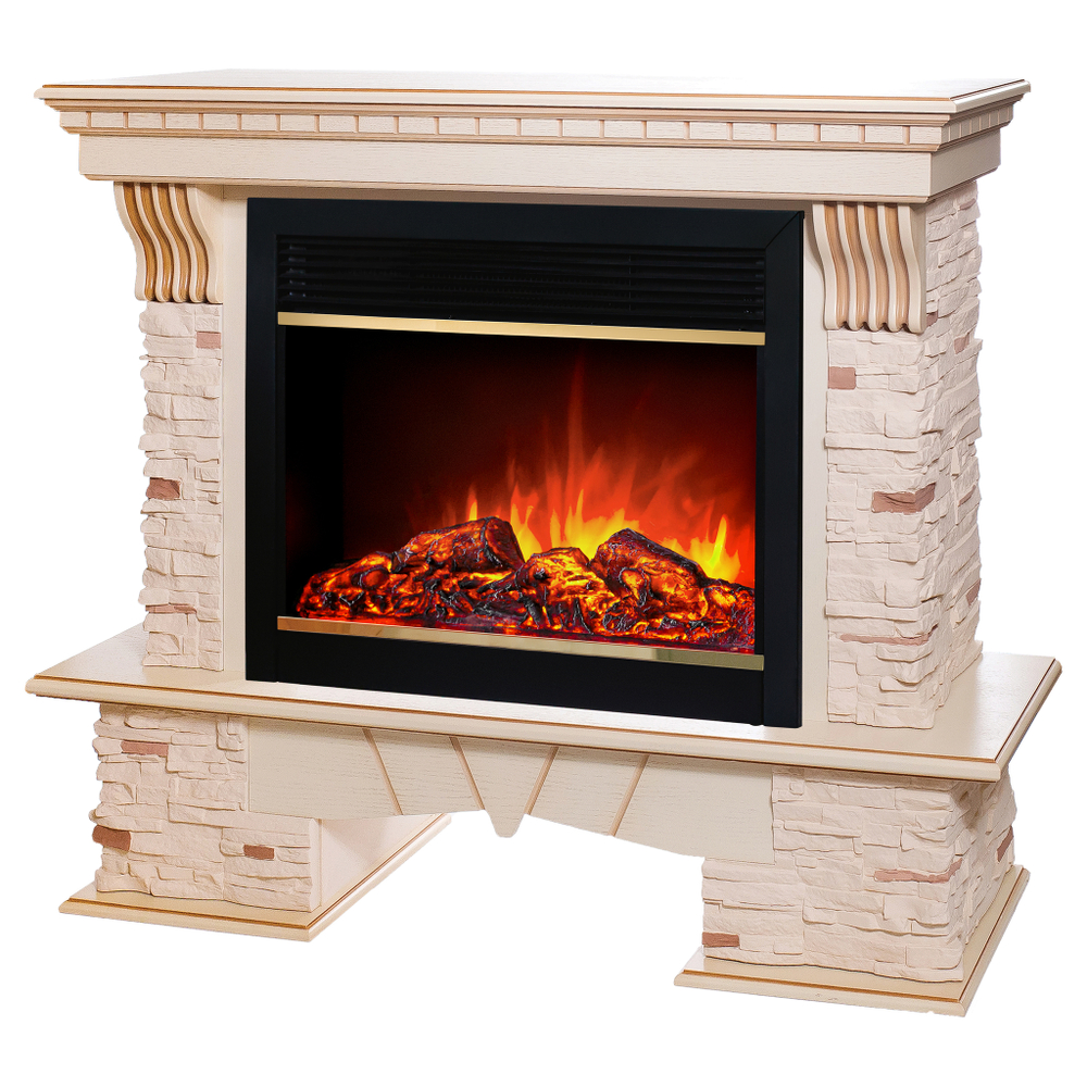 Каминокомплект Real Flame Sorento 25,5/26 WT с очагом Moonblaze Deluxe Brass