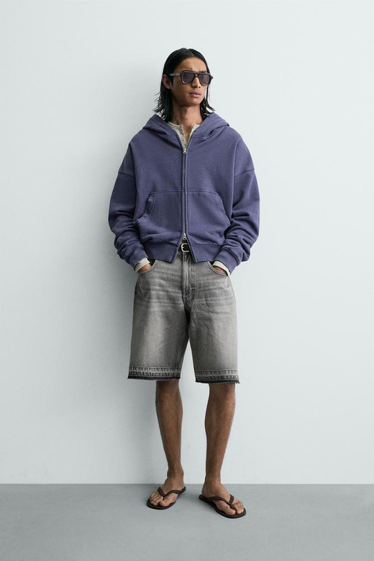 ZARA ДЖИНСОВЫЕ ШОРТЫ RELAXED FIT, СЕРЫЙ