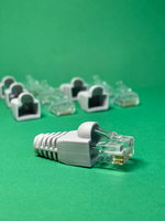 20 пар. Коннектор и колпачок для интернет кабеля RJ45 cat.5e 8P8C, неэкранированный, штекер для витой пары, для разъемов коннектора патч корда, для интернет кабеля диаметр 6,5 мм