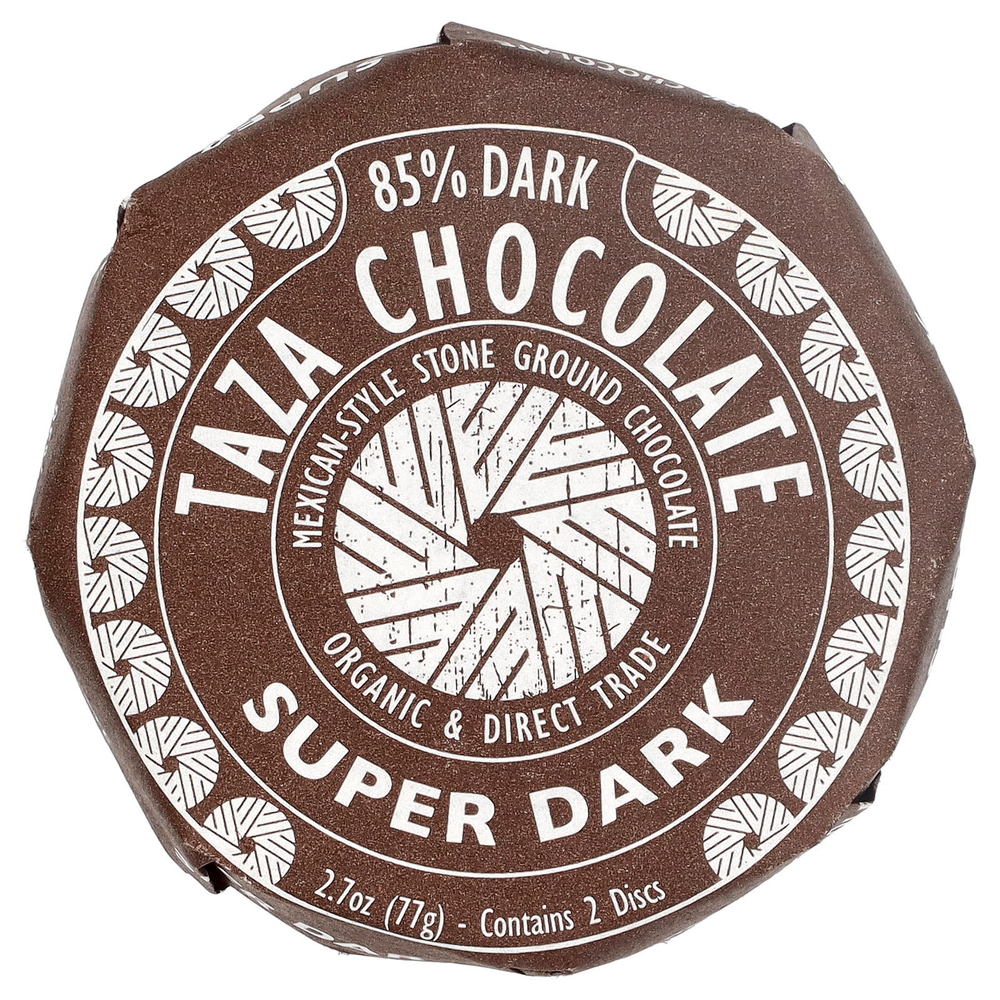 Taza Chocolate, Диски из темного шоколада, суперчерный, 2 шт., 77 г (2,7 унции)