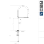 Смеситель для кухни с магнитным держателем и гибким изливом KITCHEN MAGNET 388801MC