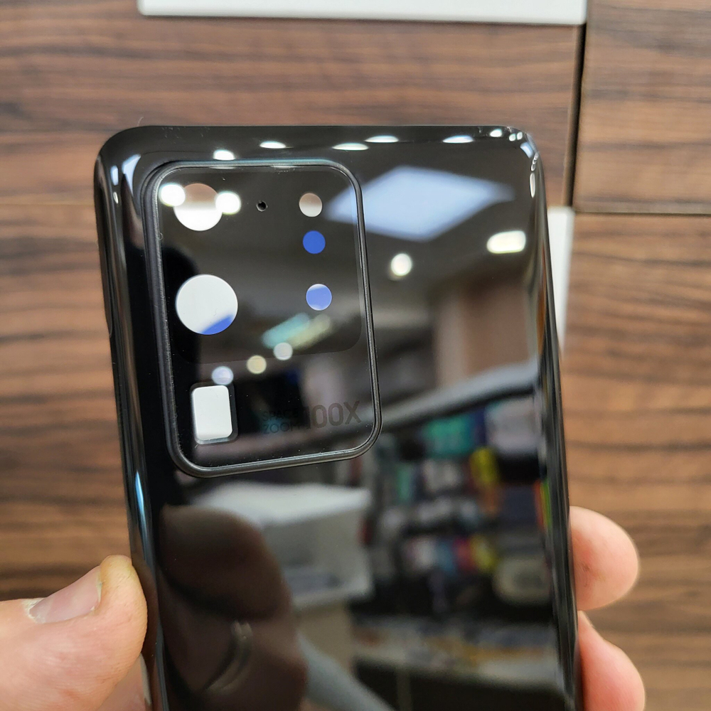 Крышка для Samsung S20 Ultra - задняя стеклянная панель "хорошее качество" (Чёрного цвета)