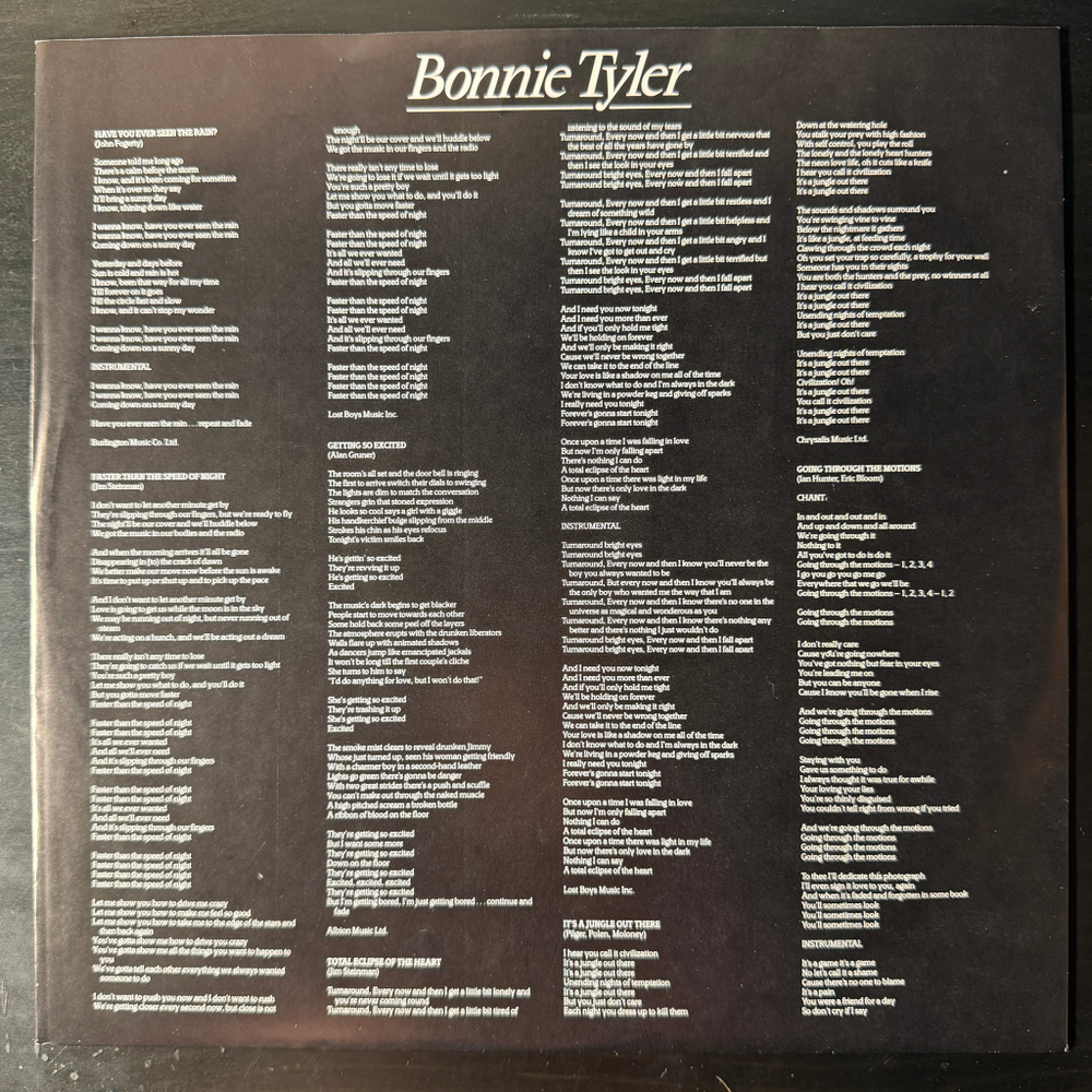 Bonnie Tyler - Faster Than The Speed Of Night (Голландия 1983г.)