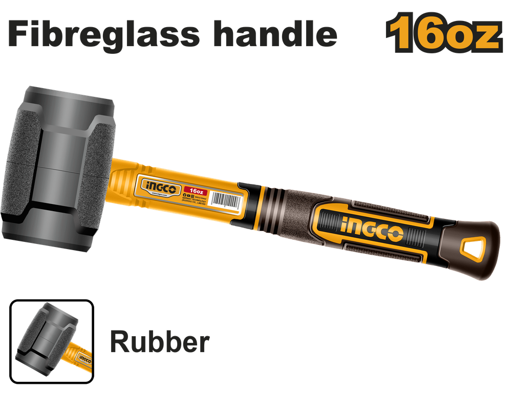 Киянка резиновая черная INGCO HRUH8816 450 г