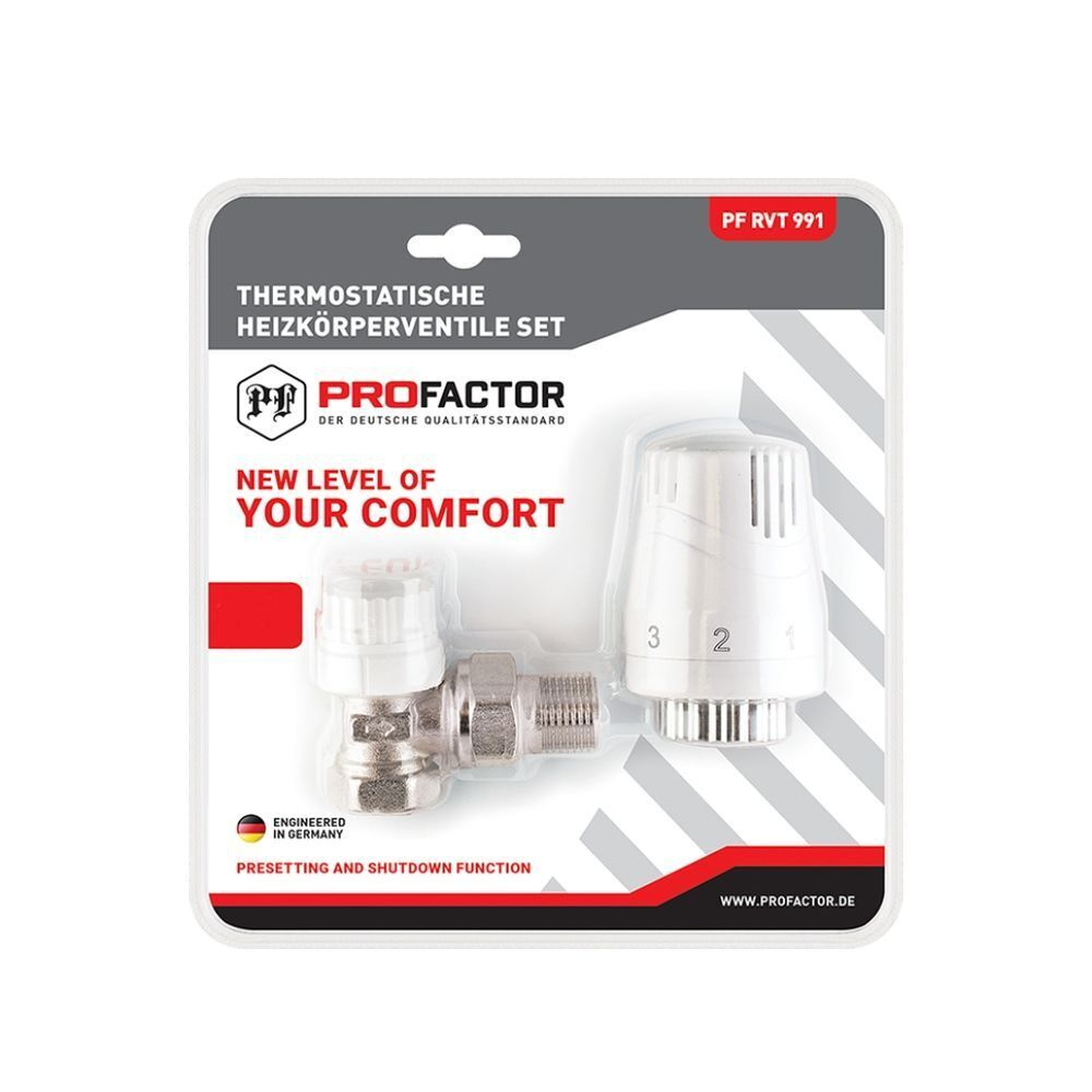 Комплект термостатический для радиатора, 3/4", угловой, ProFactor, PF RVT 992