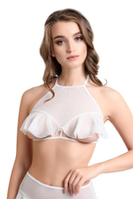 Эротический бралетт Karen с открытой грудью (Размер: 42-44) (Цвет: белый)