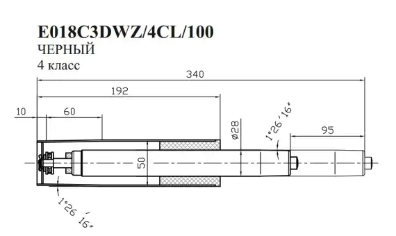 Газлифт Бюрократ E018 E018C3DWZ/4CL/100 черный для офис.кресла металл