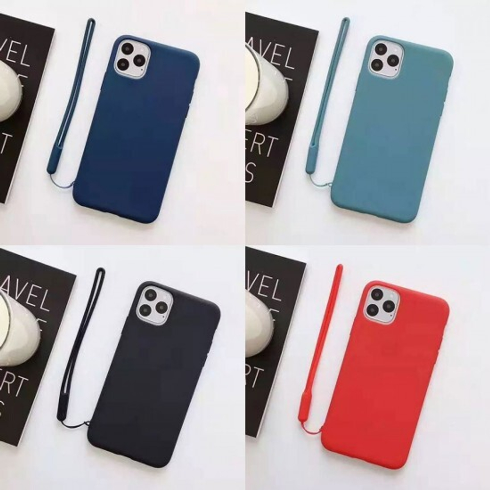 Силиконовый матовый чехол с ремешком для iPhone 11 Pro, 011397 Красный