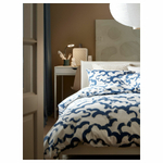 Комплект постельного белья IKEA EKPURPURMAL (ЭКПУРПУРМАЛ), Односпальный, Белый с рисунком, 150x200, 50x80 см