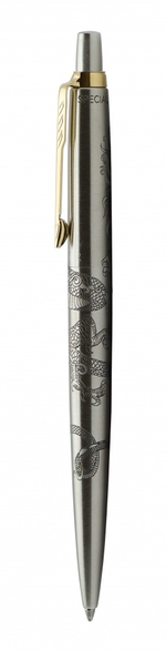 Шариковая ручка Parker Jotter Dragon Special Edition, цвет: St. Steel GT, стержень: Mblue в подарочной коробке